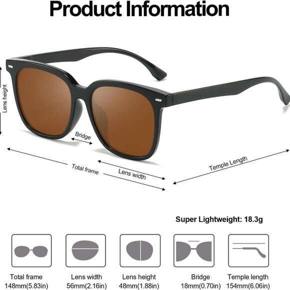 Trendy Polarized Sunglasses for Women Square UV Protection Large/Big Sunnies IF5 - Picture 3 of 5